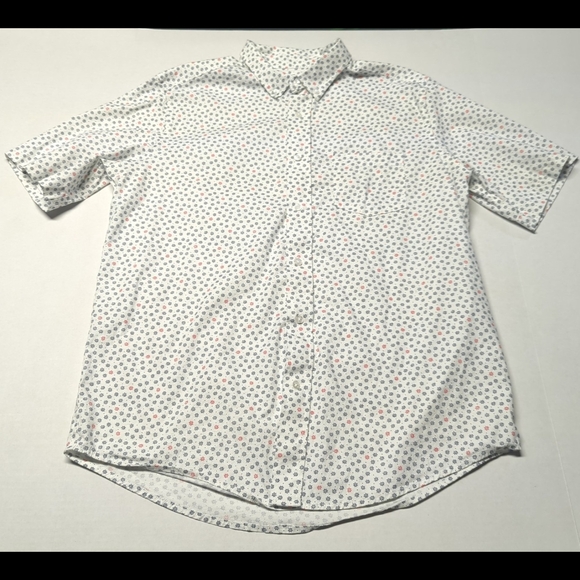 George Men's Casual White Shirt with Black and Red Pattern - Picture 1 of 3